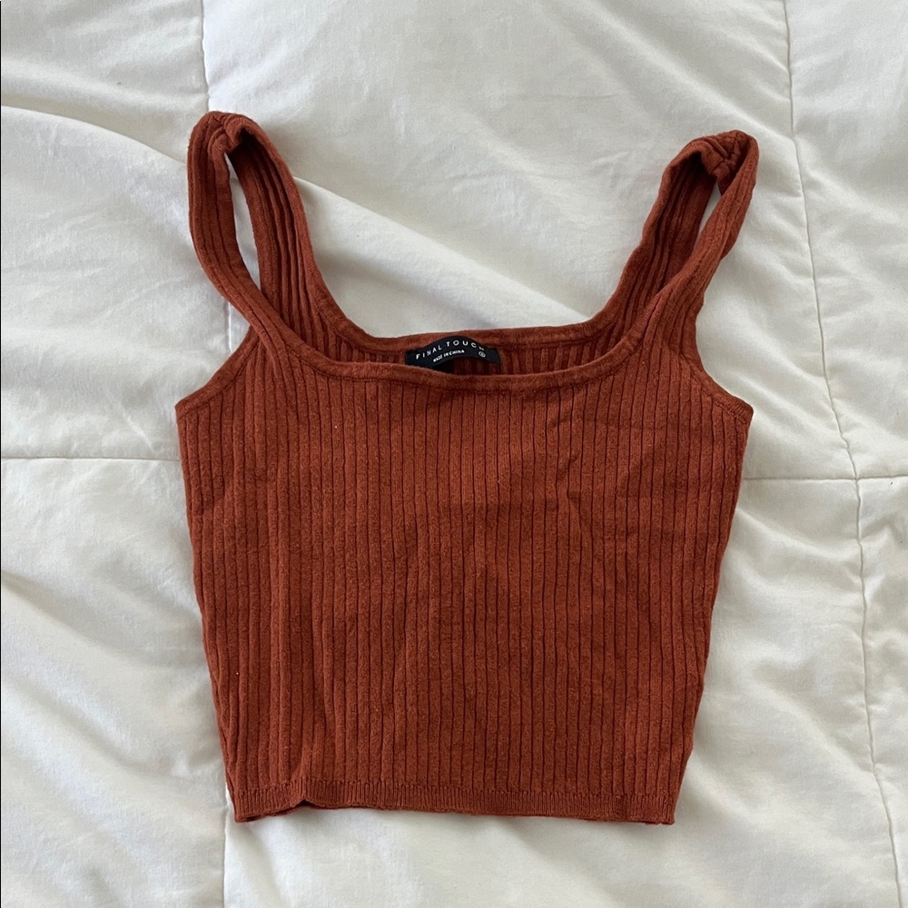 Final Touch Rust Ribbed Tank Top